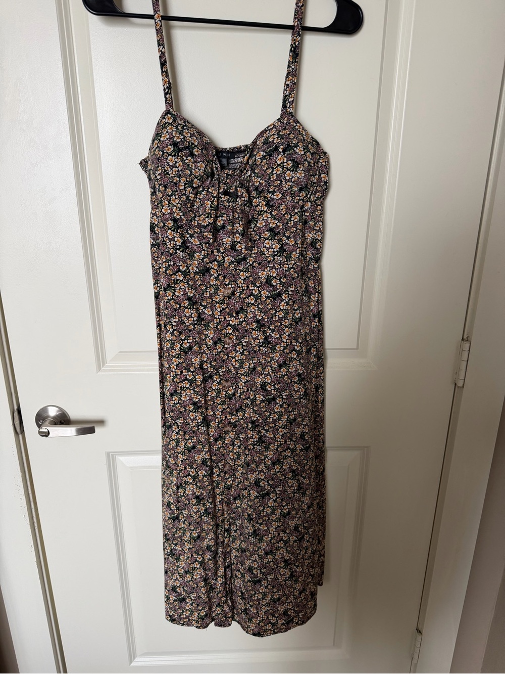 As U Wish Black Floral Spaghetti-Strap Midi Dress